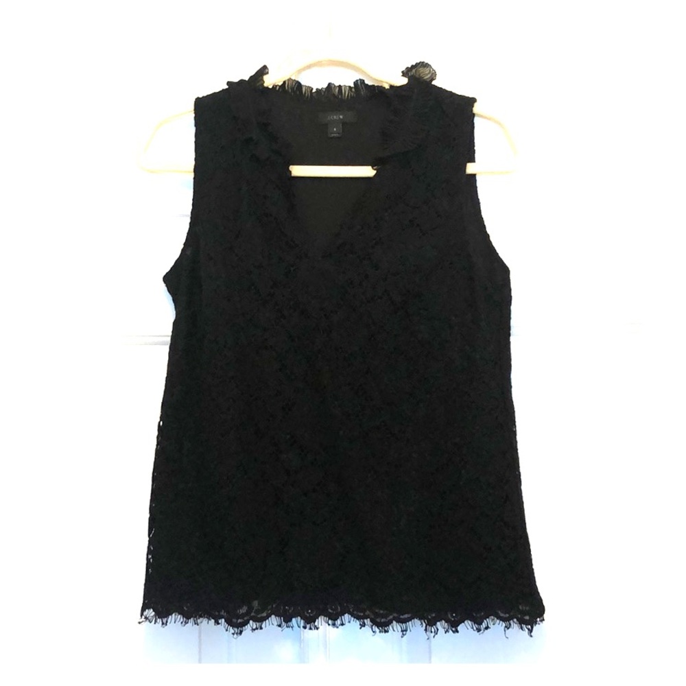 EUC J.Crew Ruffle Neck Lace Top 👚